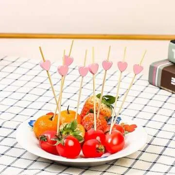 AKOAK 100 Pink Heart Cocktail Sticks for Parties and Events