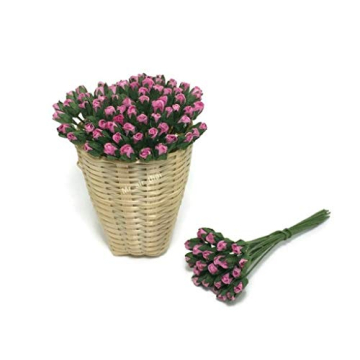 50 Pink Mulberry Paper Flowers for Crafting and Weddings