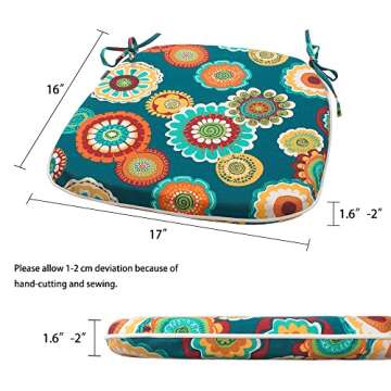 Magpie Fabrics Outdoor/Indoor 17"x16"x2" Chair Cushions with Ties, Waterproof All Weather U-Shape Seat Pads Decoration for Patio Garden Furniture Home Office
