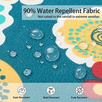 Magpie Fabrics Outdoor/Indoor 17"x16"x2" Chair Cushions with Ties, Waterproof All Weather U-Shape Seat Pads Decoration for Patio Garden Furniture Home Office