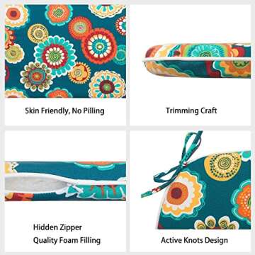 Magpie Fabrics Outdoor/Indoor 17"x16"x2" Chair Cushions with Ties, Waterproof All Weather U-Shape Seat Pads Decoration for Patio Garden Furniture Home Office