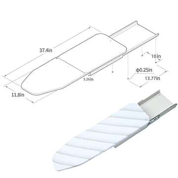 MYOYAY Ironing Board, Retractable Pull Out Ironing Board, 180 Degree Rotation Foldable Ironing Board, with Heat Resistant Cover, Drawer Mounted, Space Saving