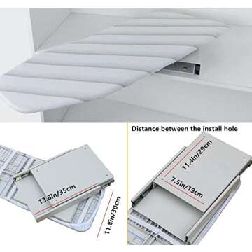 MYOYAY Ironing Board, Retractable Pull Out Ironing Board, 180 Degree Rotation Foldable Ironing Board, with Heat Resistant Cover, Drawer Mounted, Space Saving