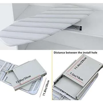 MYOYAY Ironing Board, Retractable Pull Out Ironing Board, 180 Degree Rotation Foldable Ironing Board, with Heat Resistant Cover, Drawer Mounted, Space Saving