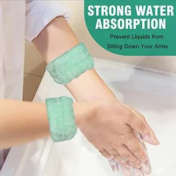 Luluo Spa Headband Women Microfiber Facial Makeup Hairband with Wristbands Elastic Fluffy Face Washing Headband Skin Care Green Spa Headbands