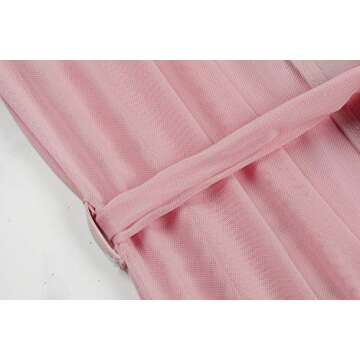 Sovoyontee Women's Sexy Pink Mesh Long Sleeve Swimsuit Swim Beach Cover Up Dress Robes S