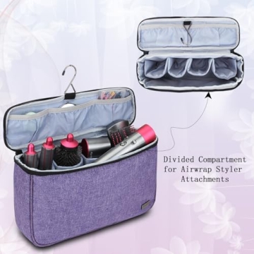 Teamoy Travel Storage Bag Compatible with Dyson Airwrap Styler, Portable Travel Organizer for Airwrap Styler and Attachments, Purple