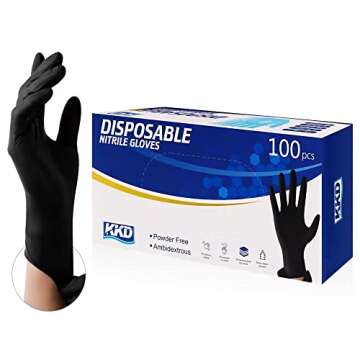 KKD Nitrile Gloves, 5.5 Mil Disposable Gloves Powder Free, 100 Count Food Safe Gloves Disposable Lat...