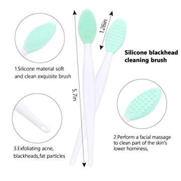 Silicone Face Scrubber, 2pcs Exfoliating Lip Brush, 2pcs Cleansing Brush,2pcs Face Mask Brush Exfoliator Blackhead Skin Care Tool