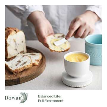 DOWAN Butter Crock, French Butter Dish for Spreadable Soft Butter, Ceramic Butter Keeper with Lid fo...