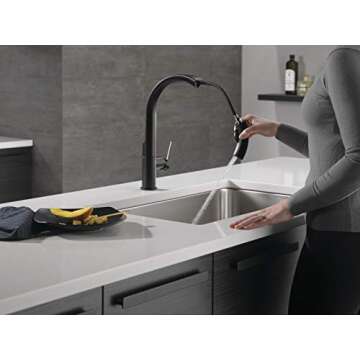 Delta Faucet Keele Matte Black Kitchen Faucet Black, Kitchen Faucets with Pull Down Sprayer, Kitchen...