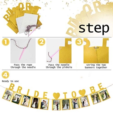 LINGPAR Bride to Be Gold Photo Banner for Weddings