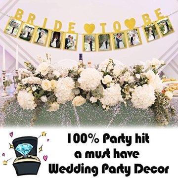 LINGPAR Bride to Be Gold Photo Banner for Weddings