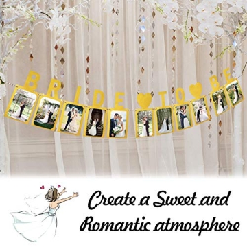 LINGPAR Bride to Be Gold Photo Banner for Weddings