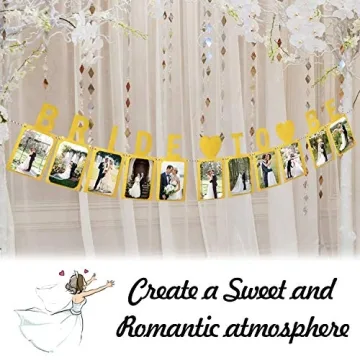 LINGPAR Bride to Be Gold Photo Banner for Weddings