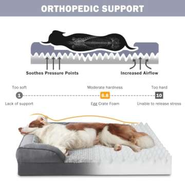 INVENHO Orthopedic Dog Beds Large Sized Dog, XL Washable Dog Sofa Bed Large, Egg-Crate Foam Dog Couc...