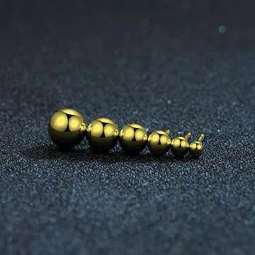 Elegant 18K Gold Plated Sterling Silver Ball Stud Earrings