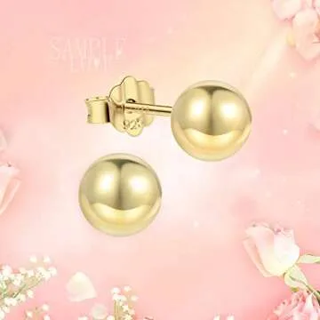 Elegant 18K Gold Plated Sterling Silver Ball Stud Earrings