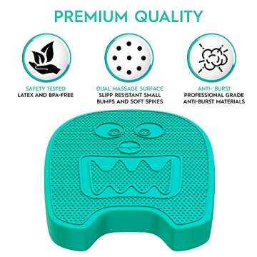 Shaped Wiggle Seats by Bouncyband – Green Monster, 13"x10.5"x2.2" – Inflatable Sensory Cushion for Kids, Improves Student Productivity and Focus, Comes with Easy-Inflation Pump to Customize Firmness