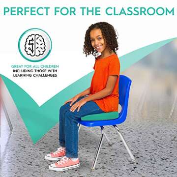 Shaped Wiggle Seats by Bouncyband – Green Monster, 13"x10.5"x2.2" – Inflatable Sensory Cushion for Kids, Improves Student Productivity and Focus, Comes with Easy-Inflation Pump to Customize Firmness