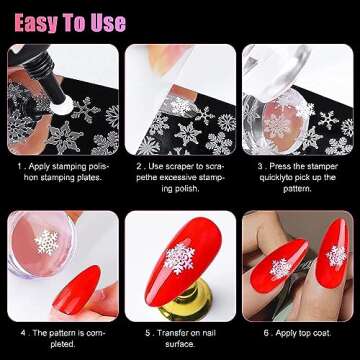 Nail Art Stamper, Clear Silicone Stamping Jelly with Scraper, Transparent Visible Body, No Misplacement for DIY Nail Decor, Home Manicure Starter Tool Salon, French Tip Stamp, 200-Time Using (Clear)