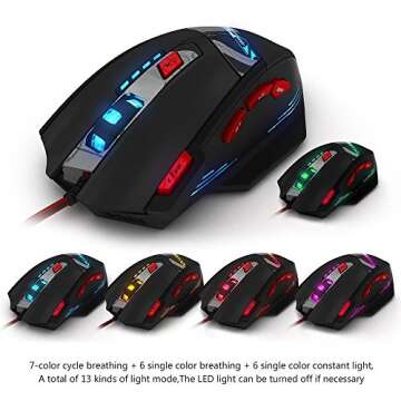 Zelotes T90 Professional 9200 DPI High Precision USB Wired Gaming Mouse,8 Buttons,With 7 kinds modes...