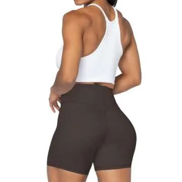 Sunzel No Front Seam High Waist Biker Shorts for Women, Squat Proof Yoga Workout Gym Bike Shorts 5" Inseam Seal Brown Small