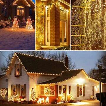 ANJAYLIA Solar String Lights Outdoor, 200 LED Fairy Lights Solar Powered with 8 Modes Waterproof Decorative Copper Wire Lights for Patio Garden Yard Trees Christmas Wedding Party, Warm White