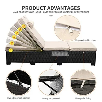 Stylish WAROOM Outdoor Chaise Lounge Chairs Set for Relaxation