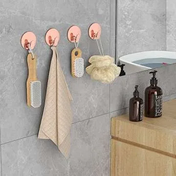 EAGMAK Towel Hooks for Bathroom - Sleek 4 Pack Adhesive Hooks