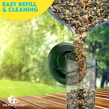 Gray Bunny 2 Pack, 14 Inches Tube Bird Feeders for Outdoors Hanging, 6 Feeding Ports, Hard Plastic Bird Feeder Outdoor Weatherproof and Steel Hanger, Finch Feeder, Outside Hanging