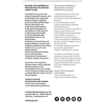 Addi Bamboo Natura Circular Needles 16", 4.50 mm US 7