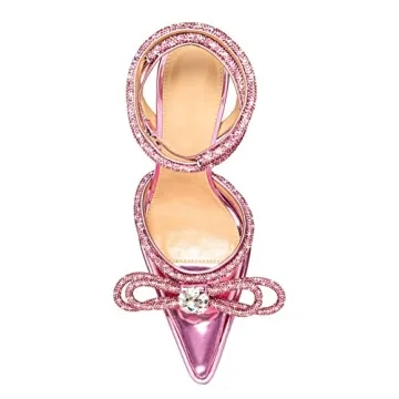 ARQA Women's Rhinestone Bow Platforms Elegant Pink Pumps