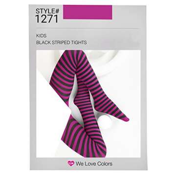 we Love Colors Kid's Black Striped Tights in 20 Color Combos and 4 sizes!