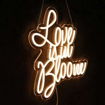 Virlusy Love is in Bloom Neon Sign - Dimmable LED Lights for Perfect Occasions