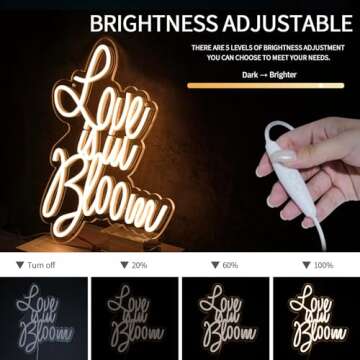 Virlusy Love is in Bloom Dimmable Neon Sign for Weddings