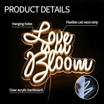 Virlusy Love is in Bloom Dimmable Neon Sign for Weddings