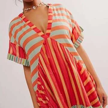 LIKEOULI Boho Floral Mini Dress - Y2K Style for Summer