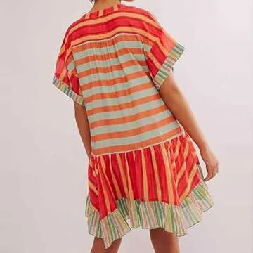 LIKEOULI Boho Floral Mini Dress - Y2K Style for Summer