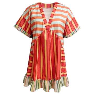 LIKEOULI Free People dupes Daily Deals Prime Today Boho Dresses for Women 2024 Fashion Boho Printing V-Neck Short Sleeve Patchwork Dress Summer Y2k Outfits for Women Free People Dress