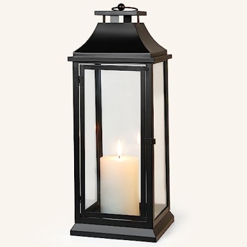Elegant Black Decorative Hurricane Lantern for Home & Events - 25" High