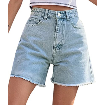 JASAMBAC Women's High Waisted Denim Shorts - Stylish & Comfy for Summer