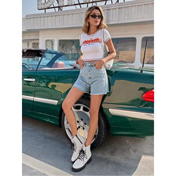 JASAMBAC High Waisted Denim Shorts for Women