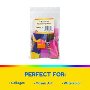 Hygloss Products Bleeding Tissue Paper Squares 1-Inch, 20 Assorted Colors for Arts & Crafts, DIY Pro...