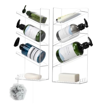 HASPINH Acrylic Shower Shelves,2 Pack Shower Organizer,Bathroom Shampoo Holder Wall Mounted,Acrylic ...
