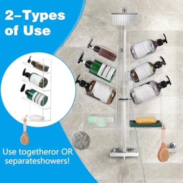 HASPINH Acrylic Shower Shelves,2 Pack Shower Organizer,Bathroom Shampoo Holder Wall Mounted,Acrylic Bathroom Shelves Shower Caddy,Clear Shower Organizers and Storage,No Drilling and Rustproof