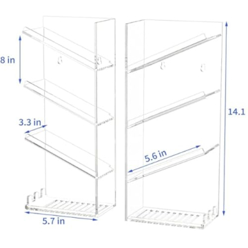 HASPINH Acrylic Shower Shelves,2 Pack Shower Organizer,Bathroom Shampoo Holder Wall Mounted,Acrylic Bathroom Shelves Shower Caddy,Clear Shower Organizers and Storage,No Drilling and Rustproof