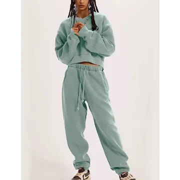 Flygo Women Sweat Set Stylish Cozy 2-Piece Outfit