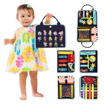 Busy Book for Toddlers 1-3 - Montessori Busy Board with Sensory Activities for Learning Fine Motor S...