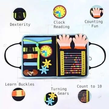 Busy Book for Toddlers 1-3 - Montessori Busy Board with Sensory Activities for Learning Fine Motor Skills, Travel Toys for Toddlers 1-3 (Up to Age of 6) for Airplane, Car. For Boys and Girls.